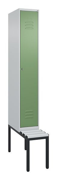 C+P luierkastje Classic PLUS met middenwand, bank, 2120x300x815mm, 7035/6011, cilinderslot, 0800507-10F S10021