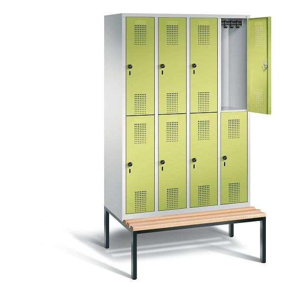C+P locker dubbeldekker Evolo, H2090xW1190xD815mm, kleur: lichtgrijs / virid groen, 48350-40 S10194