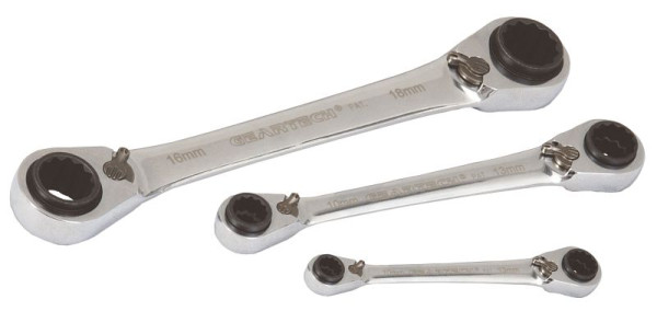 Projahn GearTech 4 in 1 dubbele ringsleutelset 3 delig, 8-10 + 12-13 en 9-11 + 14-15 u, 3463