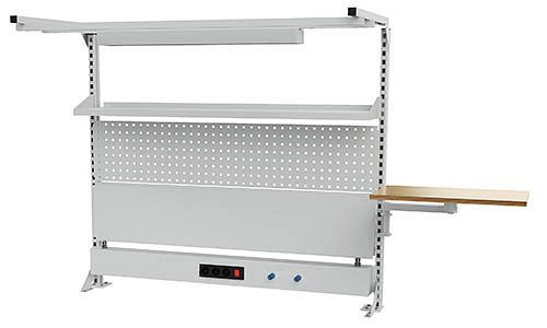 Bedrunka + Hirth meerwandige bouwbreedte 1500 met bovenframe, 1x energiekanaal, 1x geperforeerde wand, 1x magneetwand, 1x legplank, 1500 x 750 x 1250 mm, 03.900.15.21