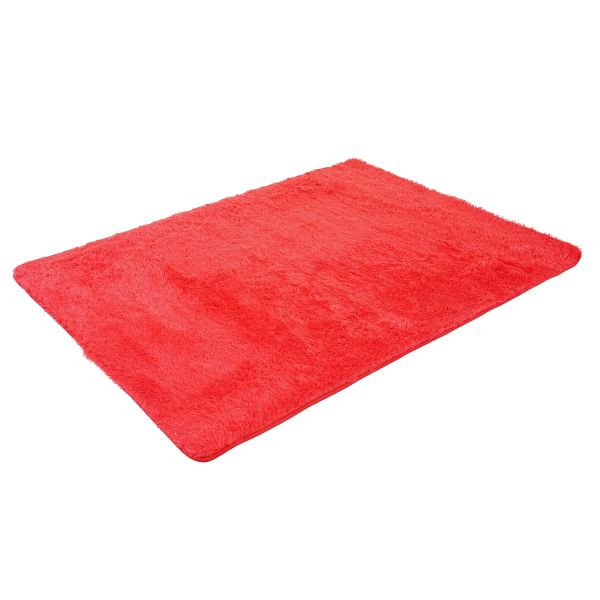 Mendler vloerkleed HWC-F69, shaggy runner, hoogpolig, hoogpolig, stof/textiel pluizig zacht 200x140cm, rood, 70282