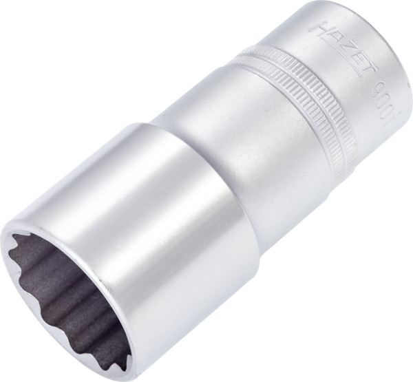 Hazet dop, dubbele zeskant, hol vierkant 12,5 mm (1/2 inch), 30 mm, lange versie met karteling, 900TZ-30