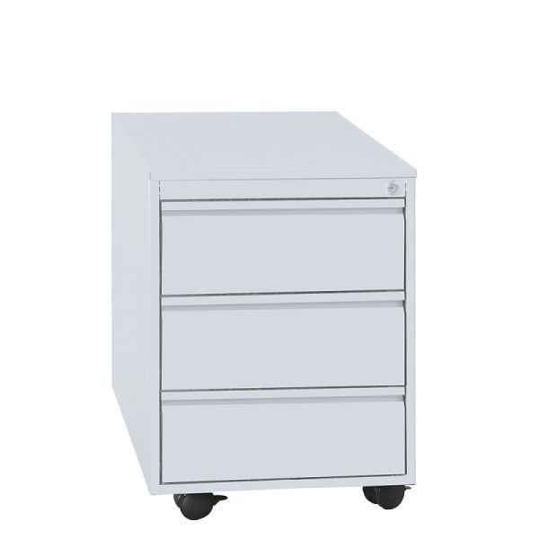 Lüllmann rolcontainer, greeplijst voorzijde, 3 laden, 550 x 400 x 590 mm, lichtgrijs, 505150