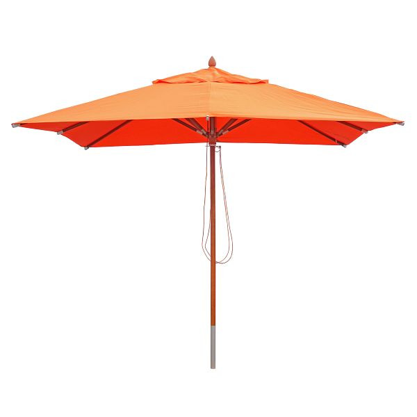 Mendler Gastronomy houten parasol HWC-C57, tuinparasol, polyester/hout 14kg, vierkant 3x3m kabel, schokbestendig, terracotta, 66525