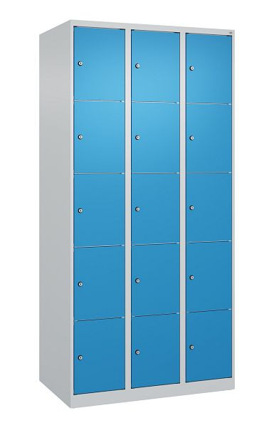 C+P Schließfachschrank Classic PLUS, 3 Abteile, 1850x900x500mm, 7035/5012, 080000-305 S10004