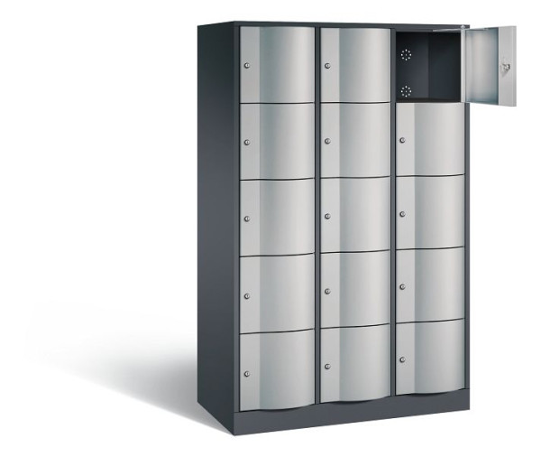 C+P lockerkast Resisto, H1950xW1148xD540mm, kleur: zwart-grijs/wit aluminium, 8570-372 S10089