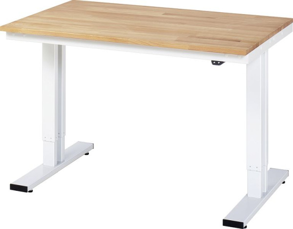 RAU werktafel serie adlatus 300 (elektrisch in hoogte verstelbaar), massief beuken blad, 1250x720-1120x800 mm, 08-WT-125-080-B