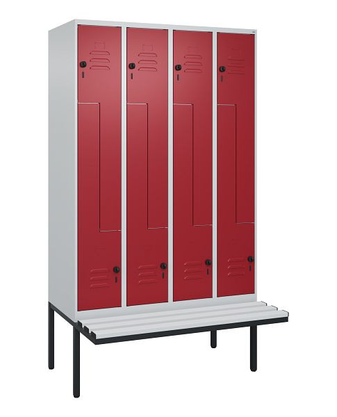 C+P Z-Spind Classic PLUS, bank, 8 vakken, 2120x1200x815mm, 7035/3003, veiligheidsdraaislot, 0800437-408 S10031