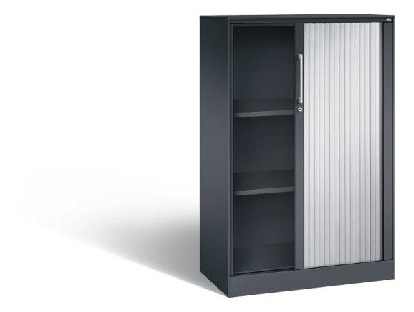 C+P rolluikkast Asisto, H1310xB800xD435mm, kleur: zwart grijs/wit aluminium, beugelgreep, 3 niveaus, 143033-000 S10060