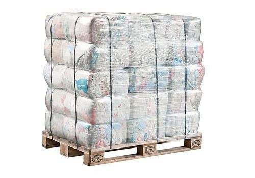 DENIOS poetsdoeken voor beddengoed, kleurrijk, 1 pallet, 30 persblokjes van elk 10 kg, 285746