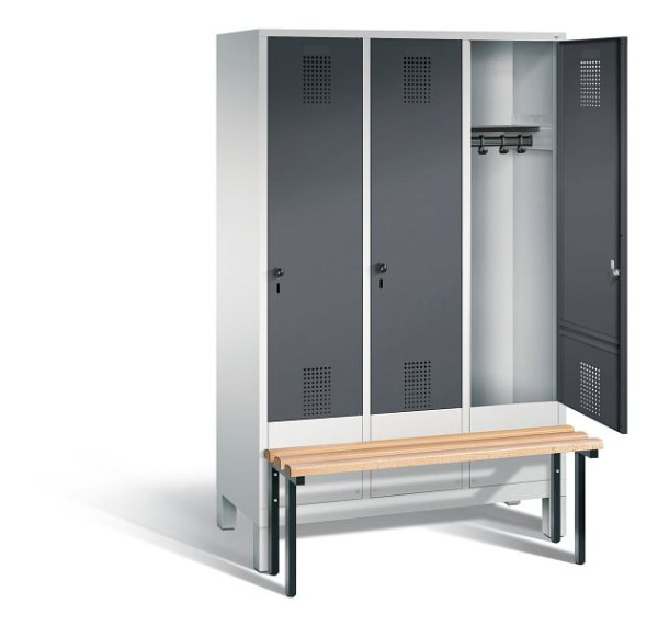 C+P Evolo kleerkast, H1850xB1200xD815mm, kleur: lichtgrijs / zwartgrijs, 48030-32 S10033