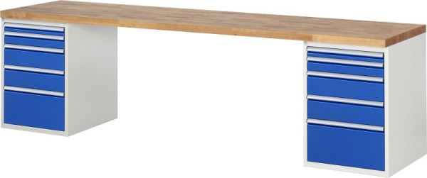RAU werkbank serie 7000 - modulair ontwerp, 10 x laden, 3000x840x700 mm, 03-7511A3-307B4S.11