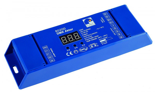 rutec Projekt DMX-actuator 240W / 12V 480W / 24V meerkleurige DMX-actuator 4x1 kanaal 3/4 adressen, PHZ200