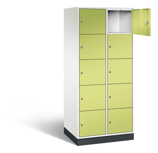 C+P XL lockerkast Intro, H1950xW820xD590mm, kleur: verkeerswit / virid green, 8570-203 S10046