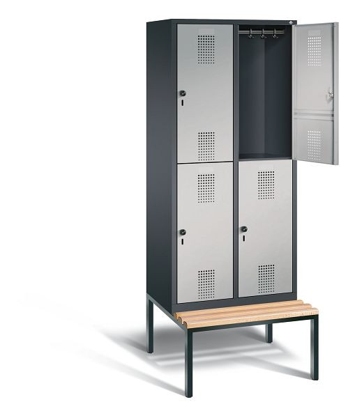C+P locker dubbeldekker Evolo, H2090xW810xD815mm, kleur: zwart-grijs/wit aluminium, 48350-22 S10005