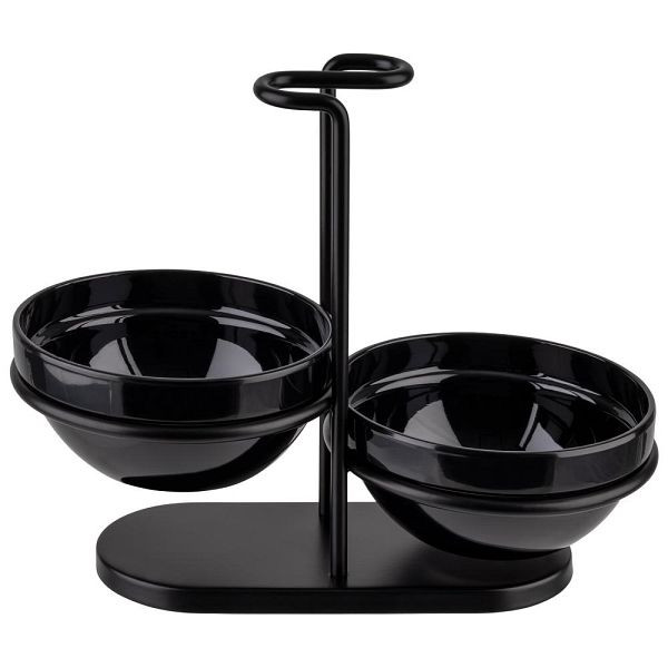 APS lepellegger met 2 kommen, roestvrijstalen frame, kommen Ø 12 cm van melamine, hoogte 19 cm, 00651