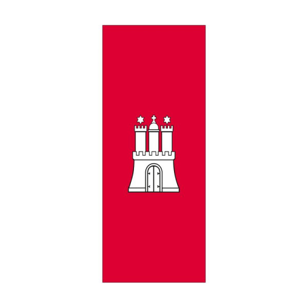 Stein HGS HGS Hamburgse staatsvlag, 400 x 150 cm (staand formaat), met kunststof karabijnhaak, FlagTop 110 g/m², voor vlaggenmasten vanaf 8 m, zonder ajoursteek, 26322