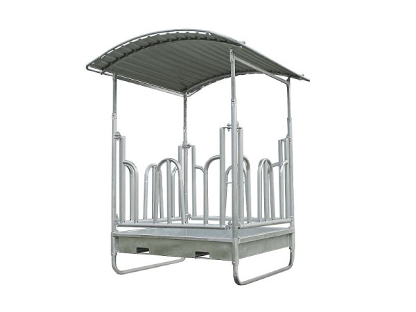 Growi blokrek compact, 1500 x 1500 mm, met palissade voerhekken, 10053900