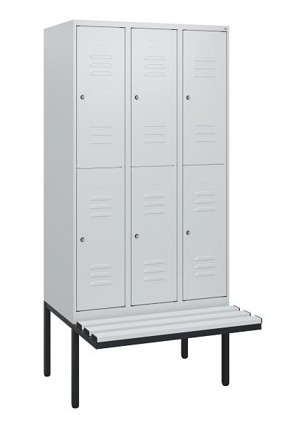 C+P dubbeldekskast Classic PLUS, 3 compartimenten, 1950x900x815mm, 7035/7035, cilindersloten, zwevende zitting, 0803405-30 S10084