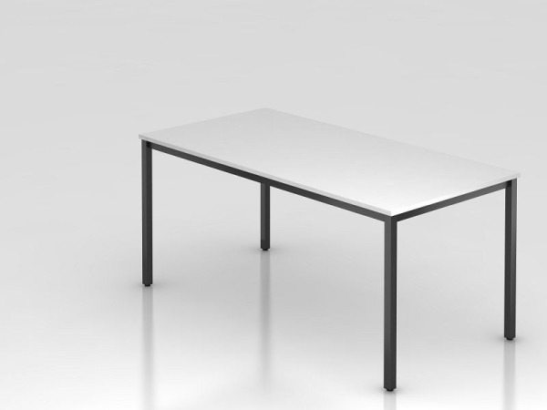 Hammerbacher vergadertafel 160x80cm wit/zwart vierkant, rechthoekige vorm, VDQ16/W/D