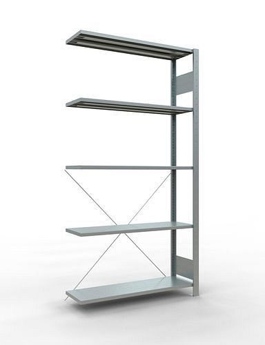 Schulte legbordstelling, aanbouwpaneel, 5 opbergniveaus, kruisschoor, vakbelasting 150 kg, 1006 x 336 x 2000 mm, 278688