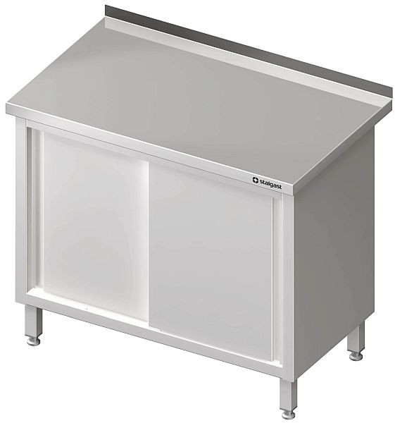 Werkkast Stalgast, hoogte 850 mm, met schuifdeuren, gelast, met opstand