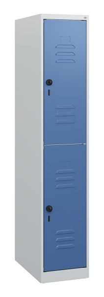 C+P Doppelstöckiger Spind Classic PLUS, 1530x300x500mm, 7035/5023, Drehriegel, 0803005-10 S10005