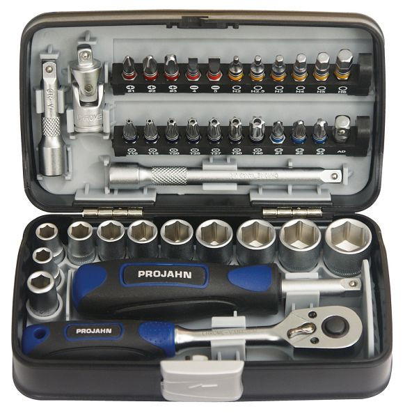 Projahn 1/4" mini dopsleutel & bitbox, 38 stuks met gemarkeerde bits, 394072