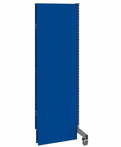 DENIOS mobiele akoestische scheidingswand, opzetpaneel, B 625, H 2000 mm, eenzijdige akoestische geperforeerde plaat, grijs/blauw, 293111