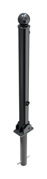 Schake slagboomstijl paal serie 474B Ø 76 mm, opklapbaar, zelfvergrendelend slot voor inbetonzetting, driehoekslot, 474FUHB