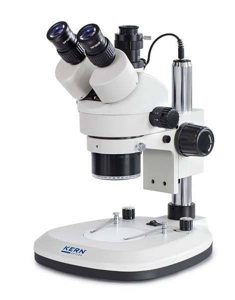 KERN Optics stereozoommicroscoop met ringverlichting, Greenough 0,7 x - 4,5 x, trinoculair, oculair HWF 10x / Ø 20 mm, OZL 466