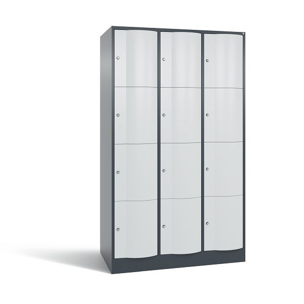 C+P XL-Schließfachschrank Resisto, 12 Fächer, H1950B1148T640 mm, Anthrazit/Grau, 8470-373 S10066