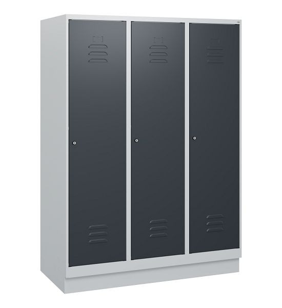 C+P luierkluis Classic PLUS, onderbouw, 3 vakken, 1630x1200x500mm, 7035/7016, cilindersloten, 0800205-32 S10023
