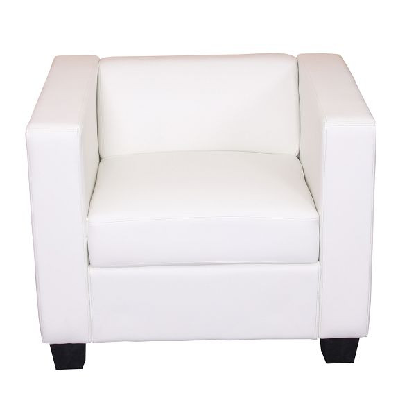 Mendler fauteuil loungestoel Lille, imitatieleer, wit, 17375+17380