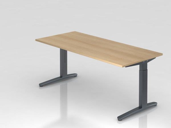 Hammerbacher bureau C-poot 180x80cm eiken/grafiet, rechthoekige vorm, VXB19/E/GG