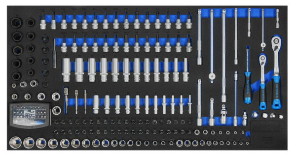 SW-Stahl werkplaatswagen assortiment, dopsleutels 1/4", 3/8", met ratels, 204 stuks, Z3011-13