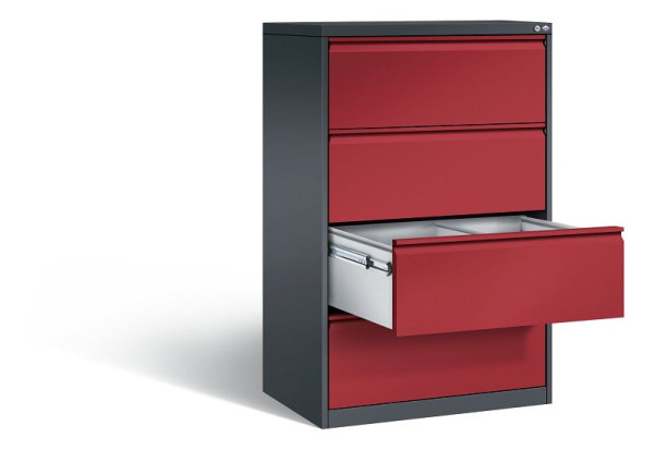 C+P hangarchiefkast Acurado, H1357xB787xD590mm, kleur: zwartgrijs/robijnrood, stuurstang, 12934-312 S10013