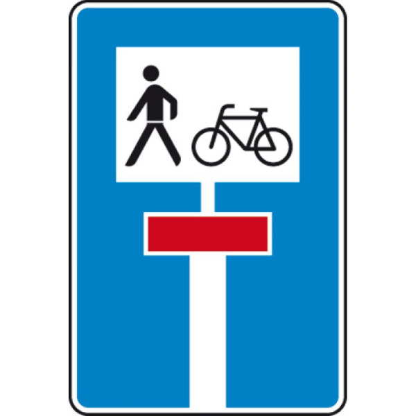 Steen HGS doodlopende straat doorlatend voor fietsverkeer en voetgangers nr. 357-50, 630x420mm /RA2/vlakke vorm 3mm, 357-50-123