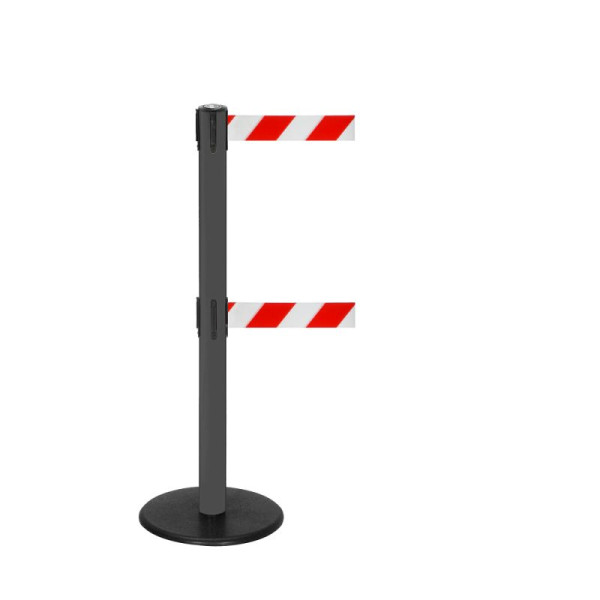 Stein HGS HGS personengeleidingssysteem -P-Line Duo-, antraciet, rood/wit diagonaal (gearceerd), met bandeindstuk (standaard), bandlengte: 2 x 2,3 m, 36399-0502