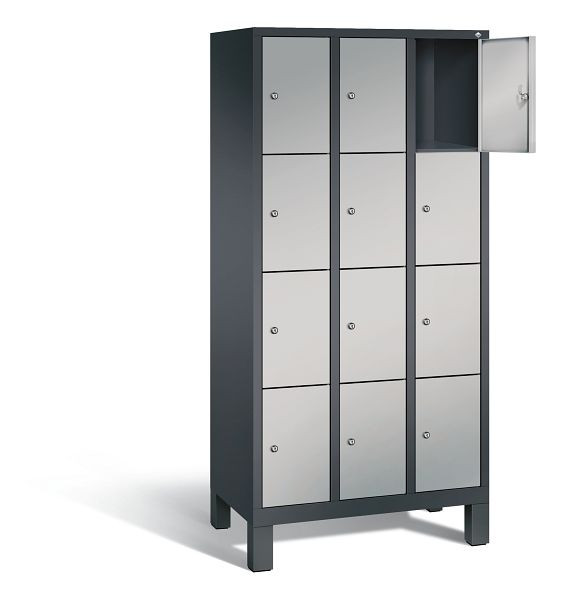 C+P lockerkast Evolo, H1850xB900xD500mm, kleur: zwart-grijs/wit aluminium, 48010-304 S10110