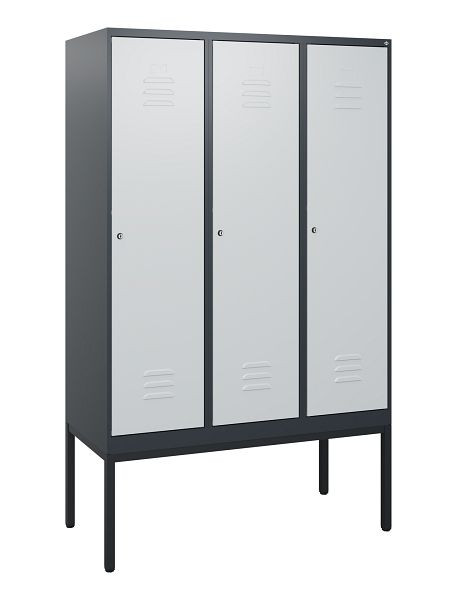C+P Umkleidespind Classic PLUS, Gestell, 3 Abteile, 1950x1200x500mm, 7016/7035, Zylinderschlösser, 0800305-32 S10028