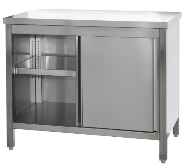 A&S Gastro RVS werkkast met deuren en in hoogte verstelbare tussenplank, diepte 600mm, AISI 304, 2900 x 600 x 850 mm, ARST296
