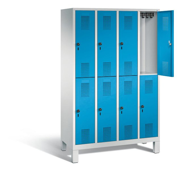 C+P locker dubbeldekker Evolo, H1850xW1190xD500mm, kleur: lichtgrijs/lichtblauw, 48310-40 S10198
