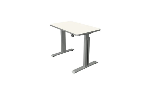 Kerkmann sta-/zittafel B 1000 x D 600 mm, zilver, elektrisch in hoogte verstelbaar van 740 - 1230 mm, wit/zilver, 10175210