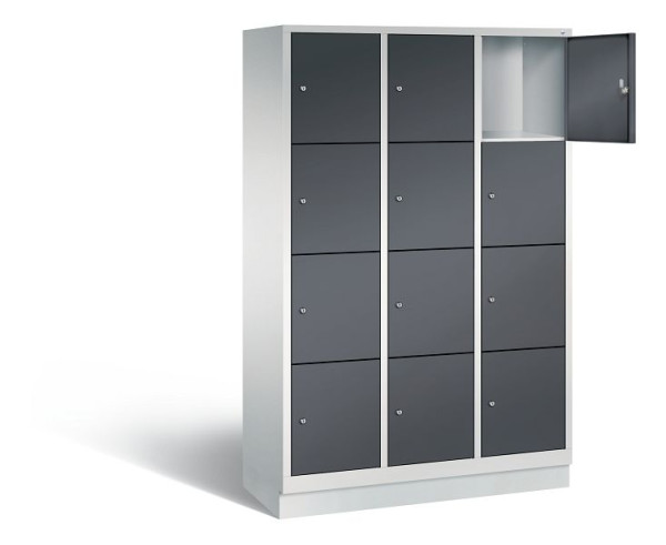 C+P lockerkast Evolo, H1800xB1200xD500mm, kleur: lichtgrijs / zwartgrijs, 48020-324 S10227