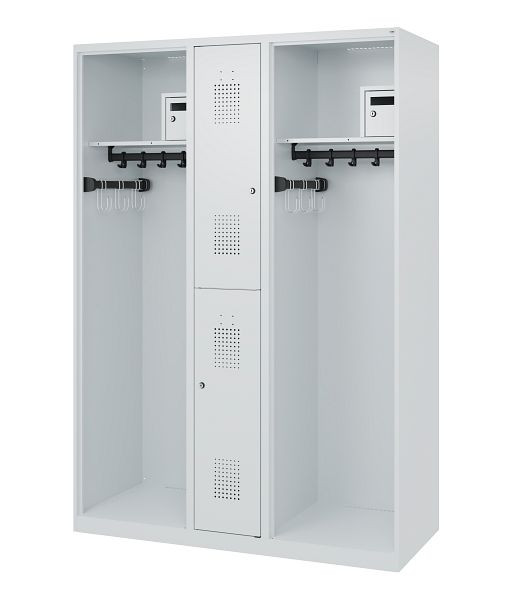 C+P brandweerkast Evolo, model MAXI, 2 compartimenten, H1850B1300T500 mm, lichtgrijs, 0496015-030 S10000