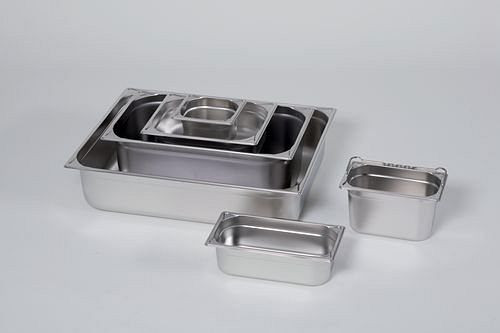 DENIOS kleine containerbak GN 1/2-200 van roestvrij staal, 11,7 liter inhoud, 180-966