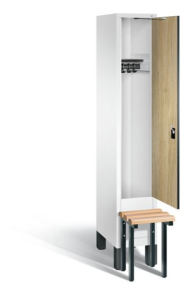 C+P garderobe Evolo, H1850xB320xD815mm, kleur: verkeerswit / decor eiken Sereno, 48030-10 S10091