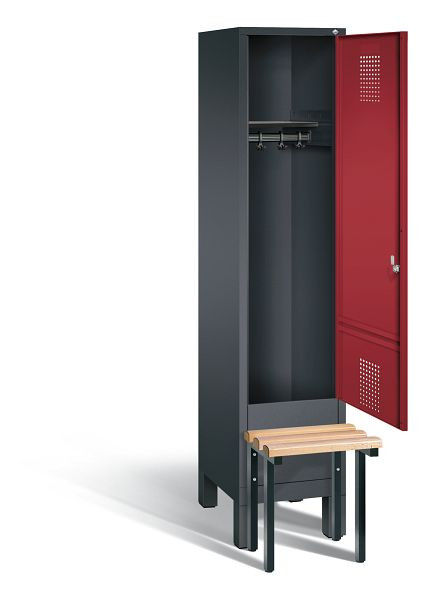 C+P Evolo garderobe, H1850xW420xD815mm, kleur: zwart-grijs/robijnrood, 48030-12 S10086