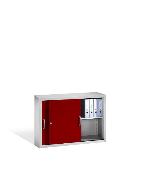 C+P bovenkast Acurado, H790xB1200xD400mm, kleur: lichtgrijs/robijnrood, beugelgreep, 2 niveaus, 2045-00 S10092